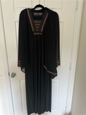 Black Abaya Embroidered Long Sleeve Dress